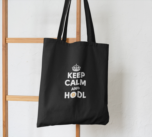 Keep Calm and Hodl Tote Bag (black)